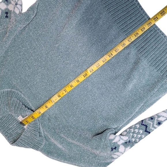 Christian Siriano Mock Neck Snowflake Sweater Green Blue Size Small - Picture 7 of 10